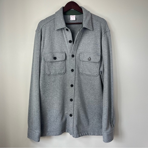 Brooks Brothers 1818 Men's Large Gray French Terry Shacket Cotton Shirt Jacket - Picture 6 of 9